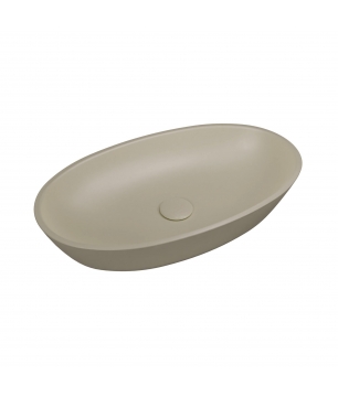 Massi Umywalka nablatowa owalna z konglomeratu beżowa matowa 60 x 35 cm RONA beige Matt