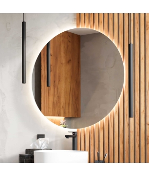 Lustro okrągłe wiszące podświetlane bezramowe oszlifowane MOON LED 100 cm MASSI