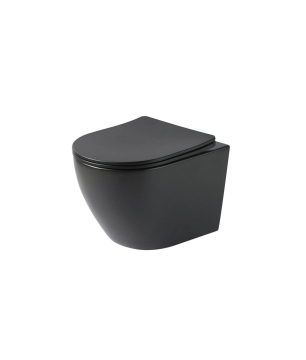 Miska WC wisząca bezkołnierzowa czarna matowa DECOS Black Matt z deską wolnoopadającą typu Slim