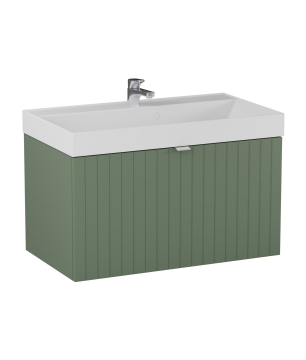 Szafka łazienkowa wisząca zielona lamelowy front 80 x 45 cm z umywalką z otworem CUSCO