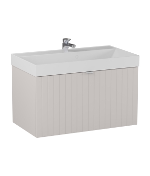 Szafka łazienkowa wisząca kaszmir lamelowy front 80 x 45 cm z umywalką z otworem CUSCO