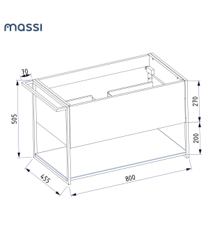 Szafka łazienkowa wisząca zielona loftowa 80 x 45 cm z czarnym blatem o strukturze kamienia VALO