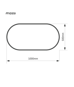 Lustro owalne bez podświetlenia symetryczne bezramowe z czarną krawędzią 50 x 100 cm PLATAN BLACK