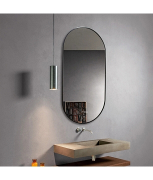 Lustro owalne wiszące pionowe w czarnej aluminiowej ramie 50 x 100 cm PLATAN BLACK