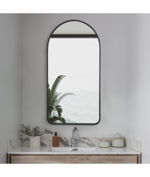 Lustro owalne wiszące portalowe w czarnej aluminiowej ramie 50 x 100 cm ARCH BLACK