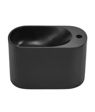 Umywalka z kamienia syntetycznego nablatowa / wisząca owalna czarna 45 x 22 cm OVELA Black