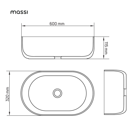 Massi Umywalka betonowa nablatowa owalna bez otworu 60 x 32 cm FORMO | różne kolory