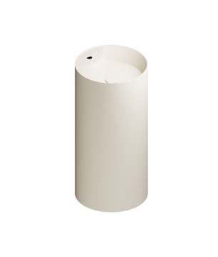 Umywalka z konglomeratu wolnostojąca okrągła beżowa matowa 87 x 44 cm KALMI BEIGE MATT z otworem