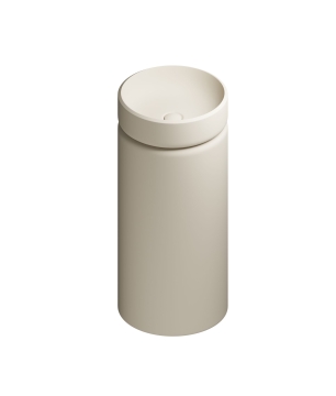 Umywalka z konglomeratu wolnostojąca okrągła beżowa matowa 87 x 38 cm RONA Beige Matt