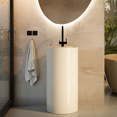 Umywalka KALMI Beige Glow 87x44 – beż z połyskiem i ponadczasowym stylem