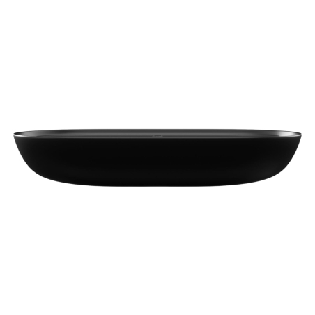 Umywalka ceramiczna nablatowa owalna czarna z otworem i z półką na mydło 80 x 40 cm DECOS Black z rantem Slim