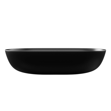 Umywalka ceramiczna nablatowa owalna czarna z otworem i z półką na mydło 60 x 41 cm DECOS Black z rantem Slim