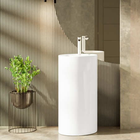 Umywalka KALMI White Glow 87x44 – błyszcząca biel i nowoczesna forma