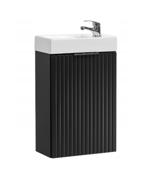 Szafka wisząca czarna ryflowane fronty z białą umywalką 40 x 22 cm ASTROS Black