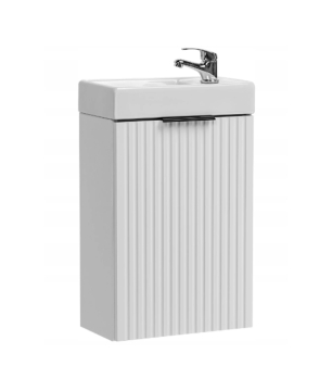 Szafka wisząca biała ryflowane fronty z białą umywalką 40 x 22 cm ASTROS White