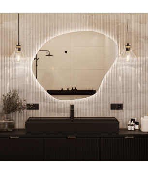 Lustro o nieregularnym kształcie podświetlane 100 x 80 cm MERINGO LED