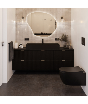 Zestaw podtynkowy LERA – stelaż WC z miską wiszącą i czarnym przyciskiem Black Matt