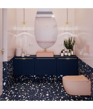 Zestaw podtynkowy LERA – stelaż WC z miską wiszącą i różowym przyciskiem Pink