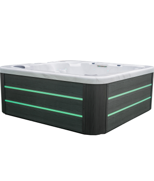 JACUZZI OGRODOWE PREMIUM WANNA  SPA 5-OSOBOWA WHITE OBUDOWA BROWN LED 230x230 CM