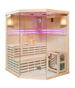 Sauna fińska wewnętrzna wysokotemperaturowa z piecem HARVIA 6KW z kamieniami 4 - 5 osobowa 150 x 150 CM