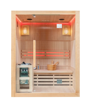 Sauna fińska wewnętrzna wysokotemperaturowa z piecem HARVIA 4,5KW z kamieniami 3-4 osobowa 150x120 CM
