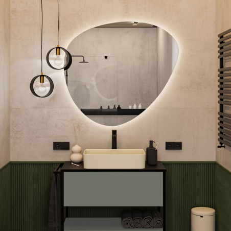 Lustro o nieregularnym kształcie podświetlane plama 100 x 73 cm MOIRA LED