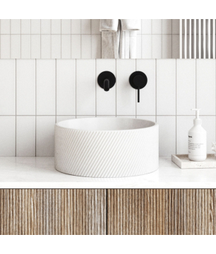 Countertop round concrete washbasin without faucet hole 37 cm VIJA | Various colors