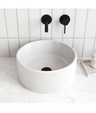 Countertop round concrete washbasin without faucet hole 37 cm VIJA | Various colors