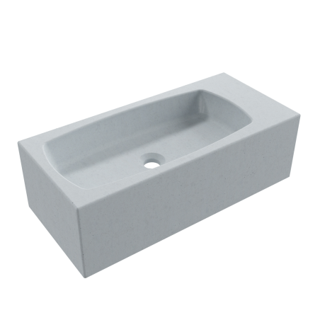 Massi Zestaw umywalka betonowa prostokątna bez otworu na baterię 65 x 30 cm z półką ZALM i konsola