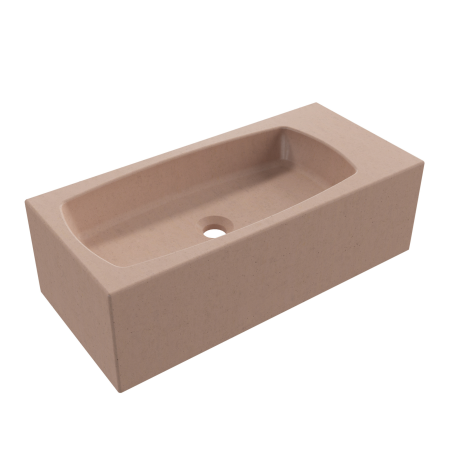 Wall-mounted / countertop rectangular concrete washbasin without faucet hole 65 x 30 cm with shelf ZALM | different colors