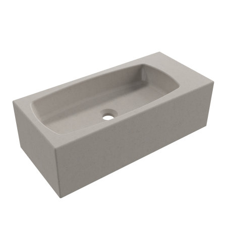 Wall-mounted / countertop rectangular concrete washbasin without faucet hole 65 x 30 cm with shelf ZALM | different colors