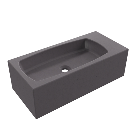 Wall-mounted / countertop rectangular concrete washbasin without faucet hole 65 x 30 cm with shelf ZALM | different colors