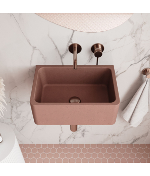 Wall-mounted / countertop rectangular washbasin without faucet hole 45 x 30 cm concrete BESENI | different colors