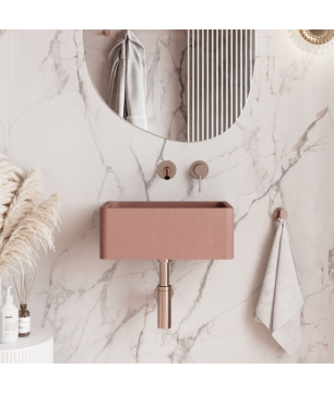 Wall-mounted / countertop rectangular washbasin without faucet hole 45 x 30 cm concrete BESENI | different colors