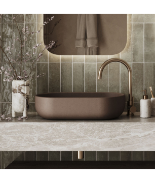 Countertop oval concrete washbasin without faucet hole 60 x 36 cm FORMO |different colors