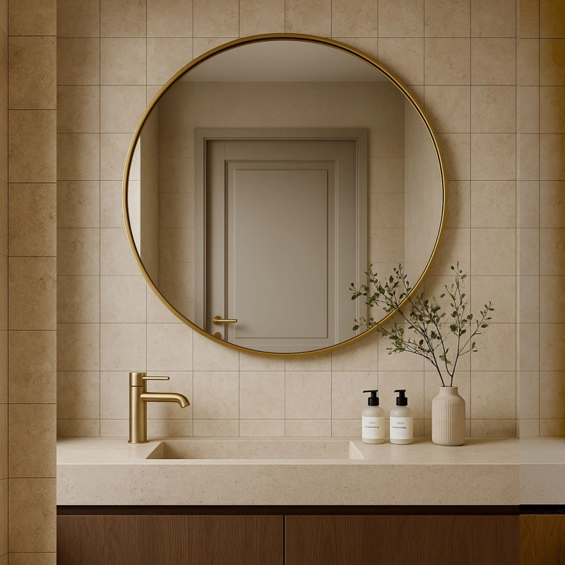 Lustro okrągłe Valo Slim Gold w złotej ramie – różne rozmiary