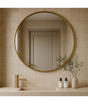 copy of Lustro okrągłe w złotej ramie bez oświetlenia 50 cm VALO Slim Gold
