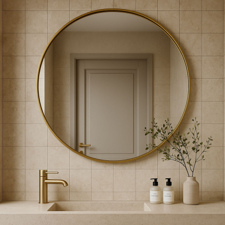 copy of Lustro okrągłe w złotej ramie bez oświetlenia 50 cm VALO Slim Gold