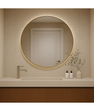 copy of Lustro okrągłe podświetlane w złotej ramie 50 cm VALO Slim LED Gold