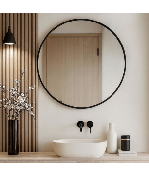 copy of Lustro okrągłe w czarnej ramie bez oświetlenia 50 cm VALO Slim Black