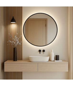 copy of Lustro okrągłe podświetlane w czarnej ramie mat 50 cm VALO Slim LED Black