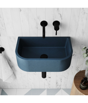 Semi-circular concrete washbasin wall-mounted / countertop without faucet hole 49 x 30 cm PALANGA | different colors