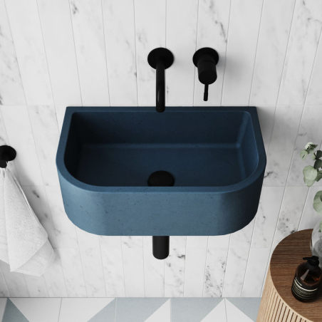 Semi-circular concrete washbasin wall-mounted / countertop without faucet hole 49 x 30 cm PALANGA | different colors