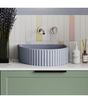 Wall-mounted / countertop semi-circular concrete washbasin without faucet hole 45 x 36 cm MUSLIN | Various colors