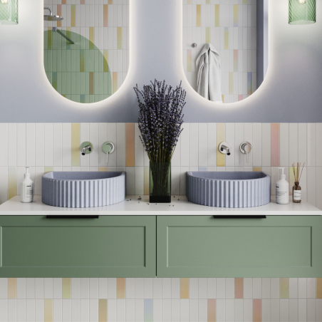 Wall-mounted / countertop semi-circular concrete washbasin without faucet hole 45 x 36 cm MUSLIN | Various colors