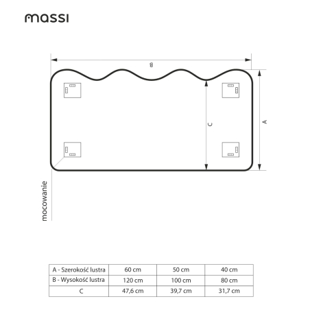 Lustro WAVE LED – falowany design, 3 kolory szkła