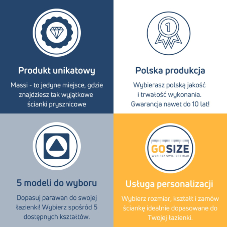Ścianka prysznicowa WALK IN FIX artystyczna transparentna 8 mm ARTE Frozen Square Clear MASSI | Różne rozmiary