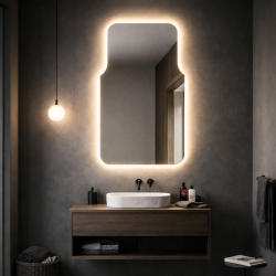 copy of Lustro o nieregularnym kształcie oszlifowane podświetlane 70 x 56 cm MERINGO LED