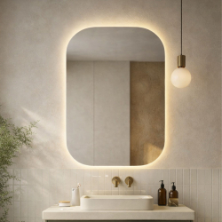 copy of Lustro o nieregularnym kształcie oszlifowane podświetlane 70 x 56 cm MERINGO LED