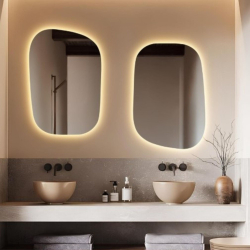 copy of Lustro o nieregularnym kształcie oszlifowane podświetlane 70 x 56 cm MERINGO LED